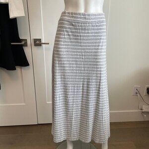 Tommy Hilfiger Casual Pull On Summer Striped Maxi Skirt Heather Grey White Sz M